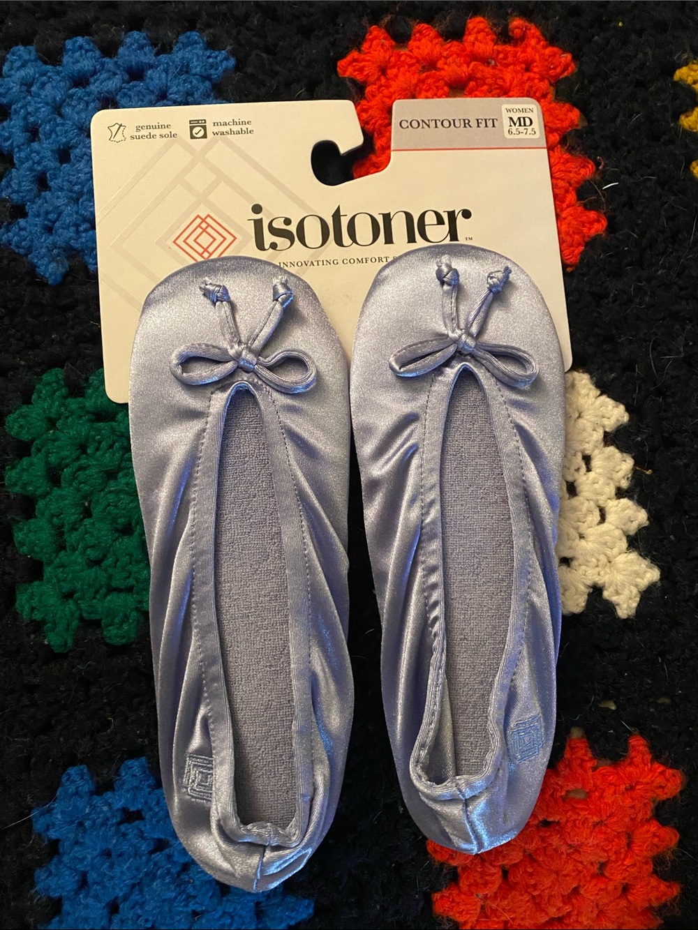 isotoner Women's light blue Satin Ballet Slippers